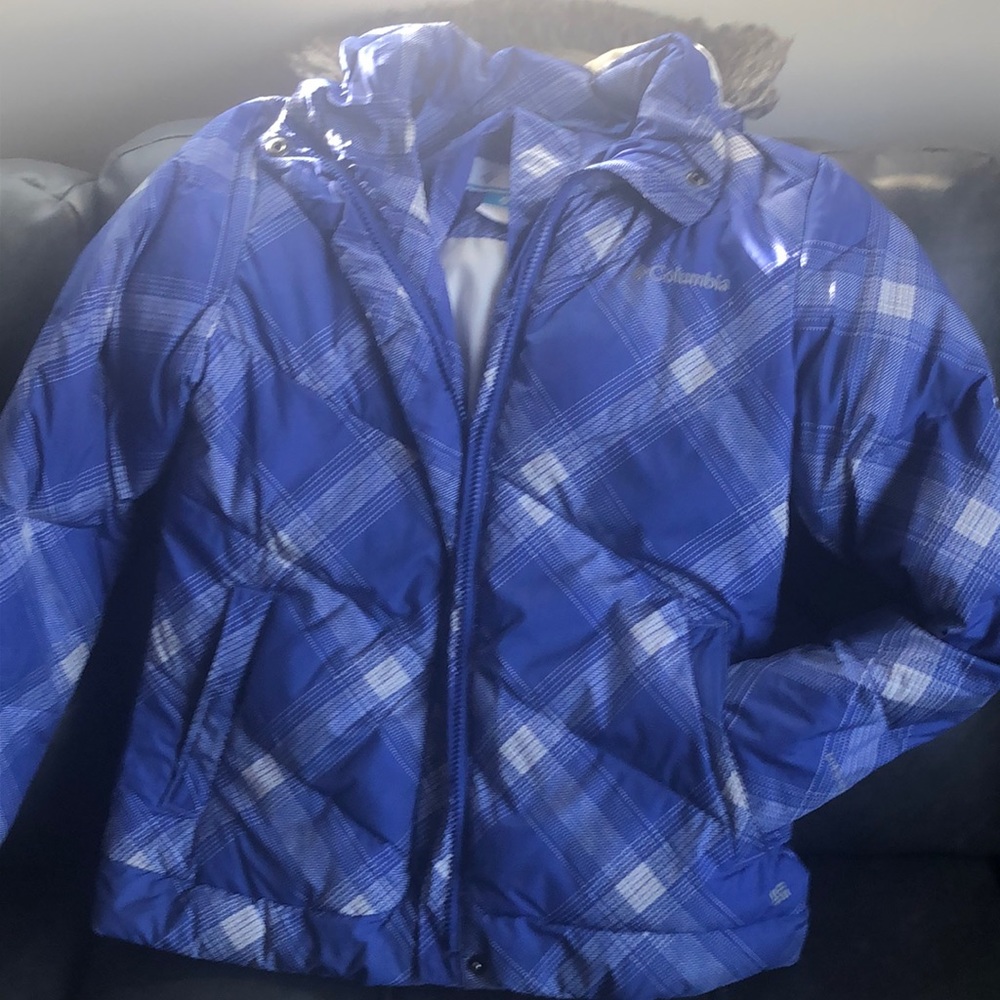 Columbia Purple/White Zip Up Hooded Winter Coat